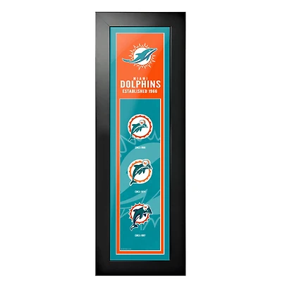 Miami Dolphins - 6'' x 22'' Logos to History Art encadré