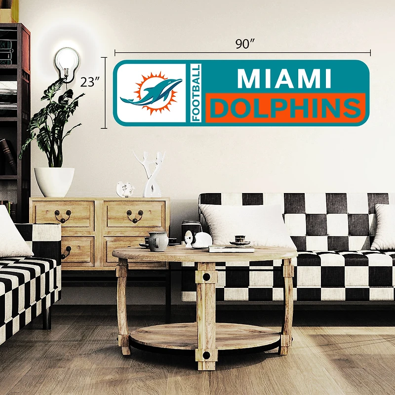 Autocollant mural repositionnable avec logo de l'équipe 90'' x 23'' des dauphins de Miami