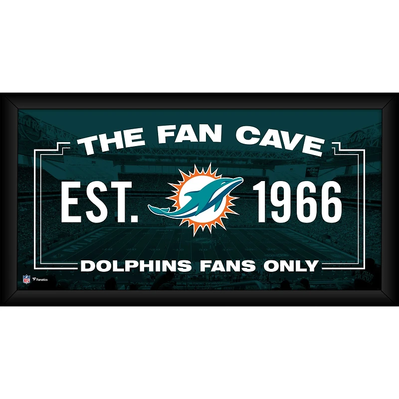 Miami Dolphins Framed 10" x 20" Fan Cave Collage