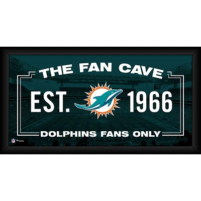 Collage encadré des Dolphins de Miami (25 x 50 cm) pour fan cave