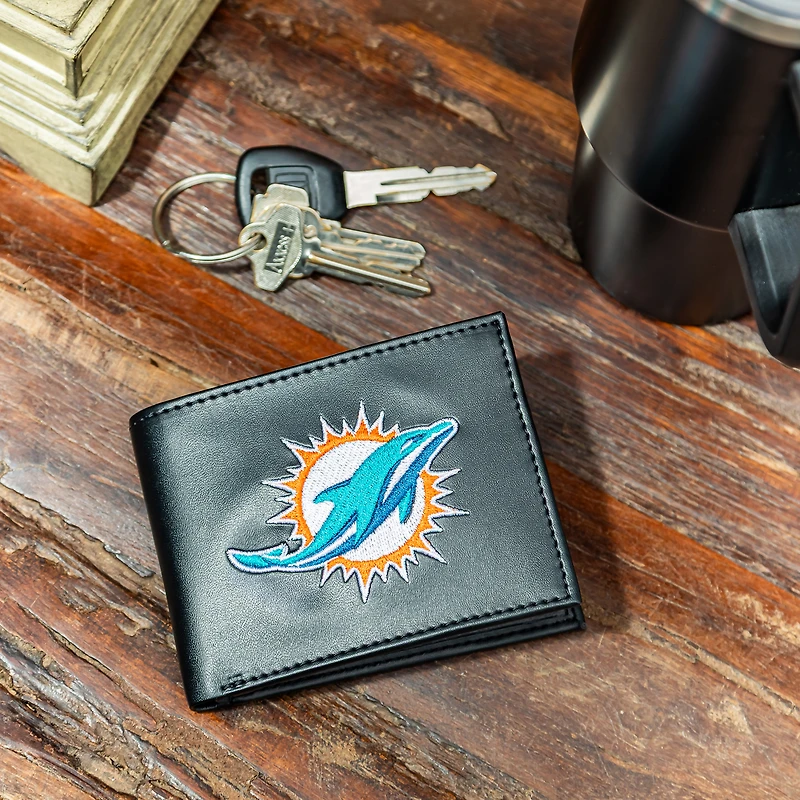 Miami Dolphins Synthetic Leather Embroidered Bifold Wallet