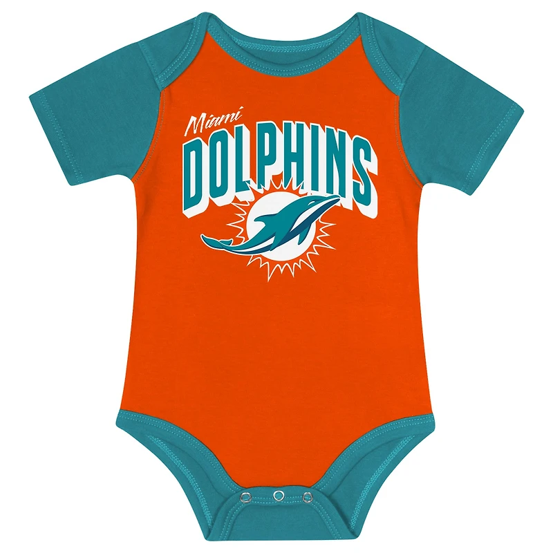 Newborn & Infant Miami Dolphins Dynamic Duo Bodysuit, Bib Knit Hat Set