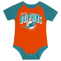 Newborn & Infant Miami Dolphins Dynamic Duo Bodysuit, Bib Knit Hat Set