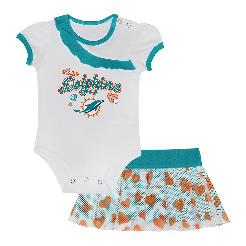 Ensemble body et jupe pour nouveau-né bébé Miami Dolphins Love My Team