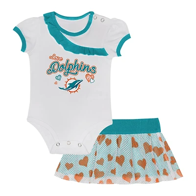 Ensemble body et jupe pour nouveau-né bébé Miami Dolphins Love My Team