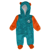 Grenouillère polaire à fermeture éclair intégrale pour nouveau-né et nourrisson Aqua Miami Dolphins Stay Napping Teddy