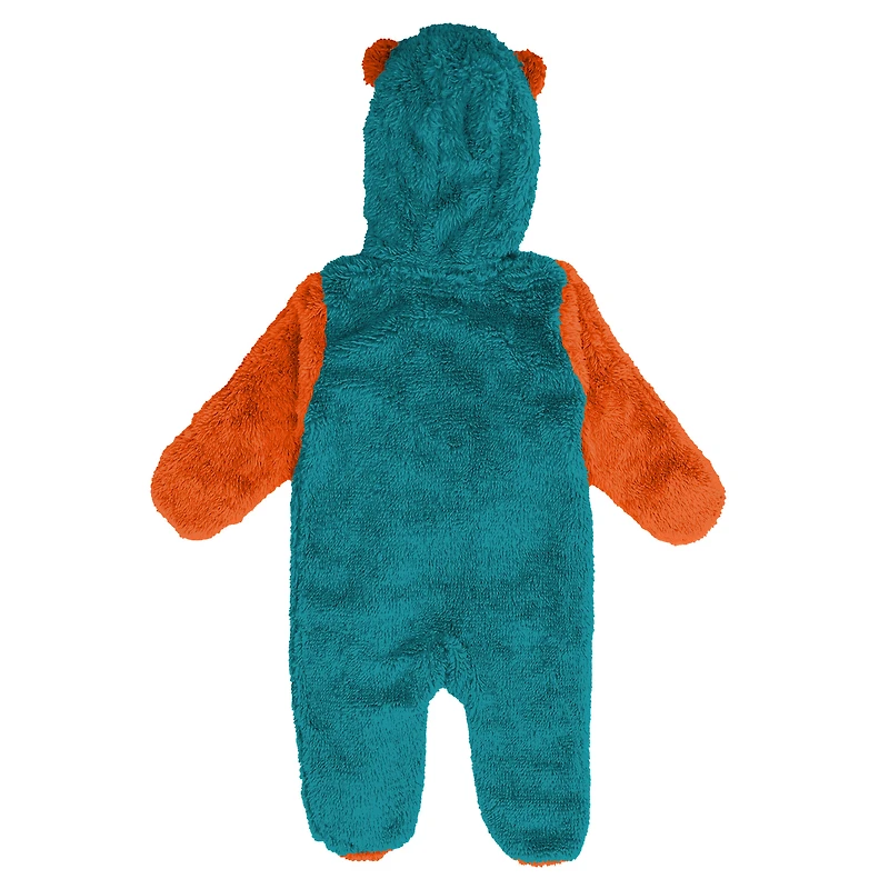 Grenouillère polaire à fermeture éclair intégrale pour nouveau-né et nourrisson Aqua Miami Dolphins Stay Napping Teddy
