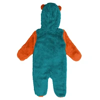 Grenouillère polaire à fermeture éclair intégrale pour nouveau-né et nourrisson Aqua Miami Dolphins Stay Napping Teddy