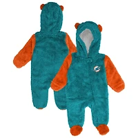 Newborn & Infant Outerstuff Aqua Miami Dolphins Stay Napping Teddy Fleece Bunting Full-Zip Sleeper