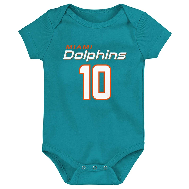 Newborn & Infant Tyreek Hill Aqua Miami Dolphins Mainliner Player Name Number Bodysuit