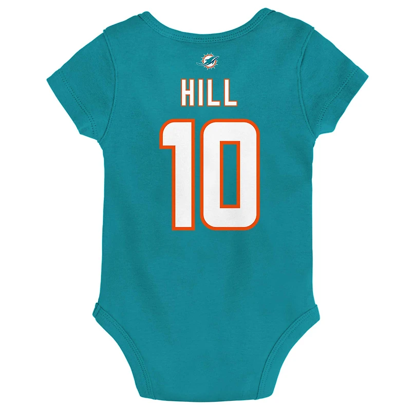 Newborn & Infant Tyreek Hill Aqua Miami Dolphins Mainliner Player Name Number Bodysuit