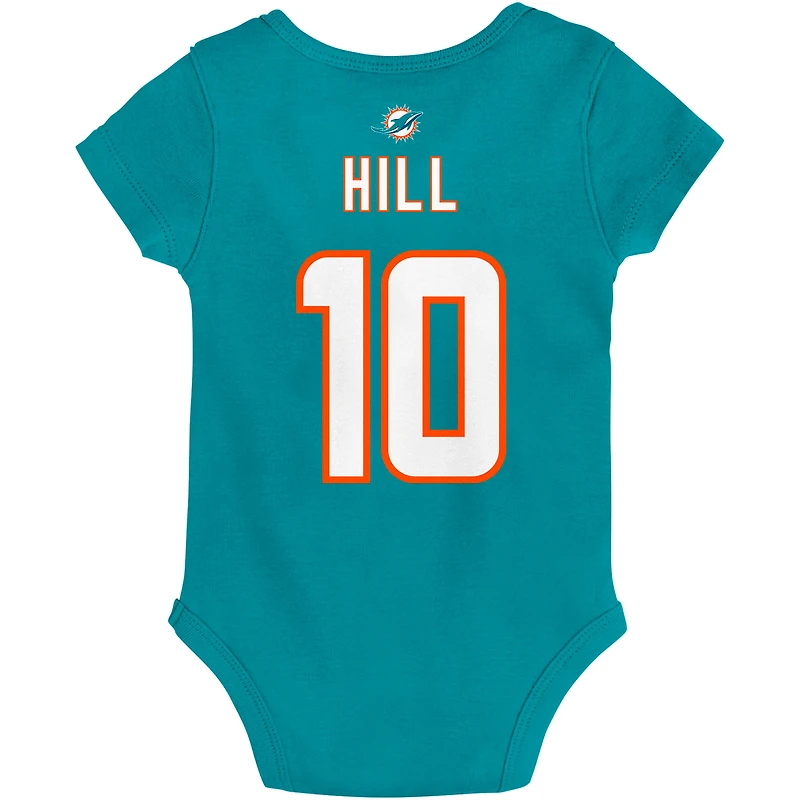 Newborn & Infant Tyreek Hill Aqua Miami Dolphins Mainliner Player Name Number Bodysuit