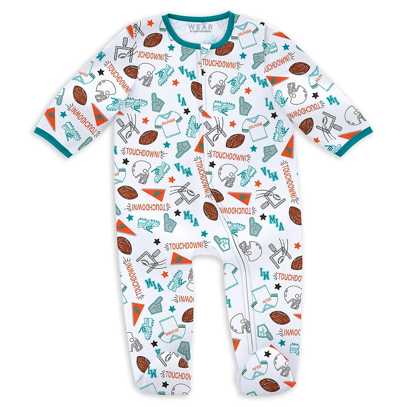 Ensemble de nuit et jeu pour nouveau-nés nourrissons par Erin Andrews Miami Dolphins