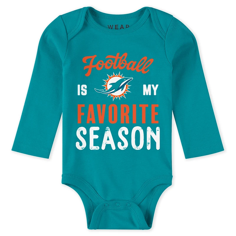 Newborn & Infant WEAR by Erin Andrews Miami Dolphins Three-Piece Turn Me Around Bodysuits Pant Set