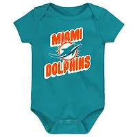 Lot de 3 bodies pour nouveau-né Miami Dolphins Sunday Comics bleu sarcelle