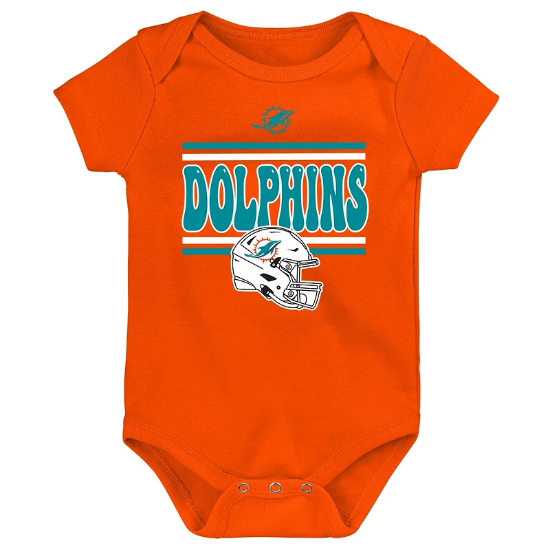 Lot de 3 bodies pour nouveau-né Miami Dolphins Sunday Comics bleu sarcelle
