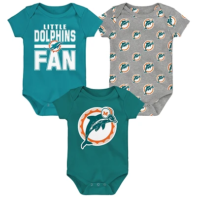 Ensemble 3 pièces pour nouveau-né Outerstuff Miami Dolphins Little Tike