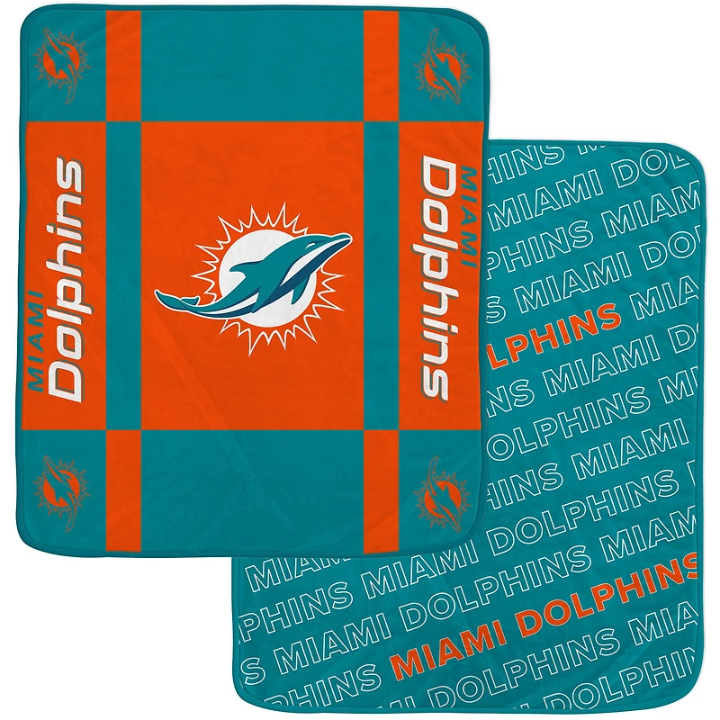 Couverture ultra confortable double face Pegasus Miami Dolphins 60" x 70" Reverse Block