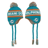 Bonnet en tricot jacquard à pompon Aqua Miami Dolphins pour enfants d'âge préscolaire