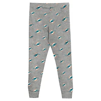 Ensemble de nuit pour enfant d'âge préscolaire avec t-shirt à manches longues et pantalon Heather Gray Miami Dolphins