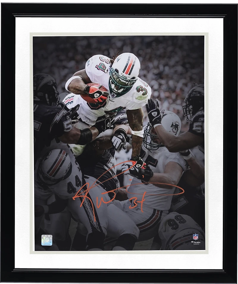 Ricky Williams Miami Dolphins Autographed 16" x 20" Touchdown Leap Spotlight Photograph