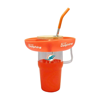 Gobelet en verre de 40 oz avec plateau à collation en silicone Miami Dolphins de The Memory Company
