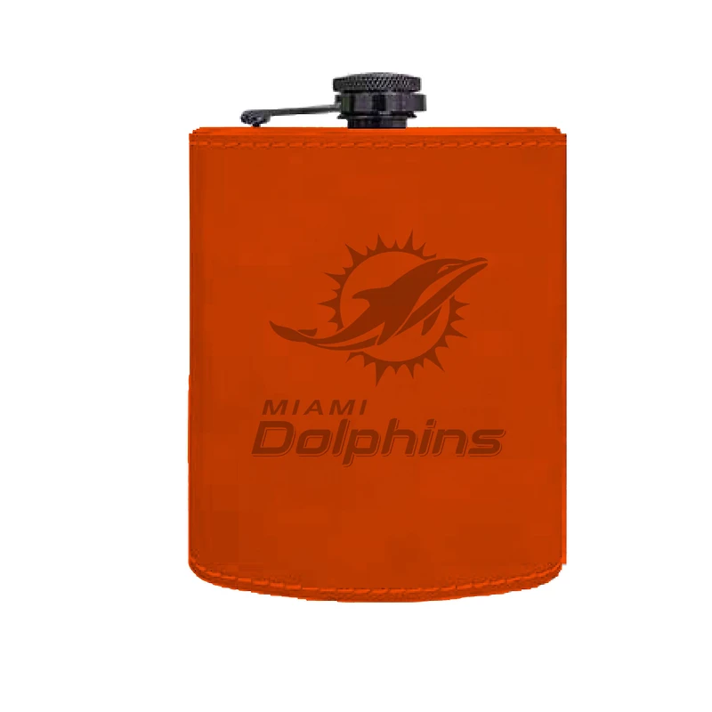 Ensemble de trois flasques en cuir de 227 ml et de verres à liqueur de 60 ml des Miami Dolphins de The Memory Company