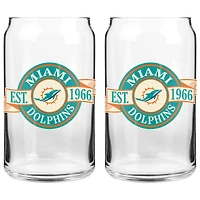 Le Sports Vault Miami Dolphins 16 oz. Ensemble de deux verres à canettes