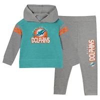 Ensemble deux pièces pour tout-petits avec haut à capuche manches longues et leggings Miami Dolphins Club House