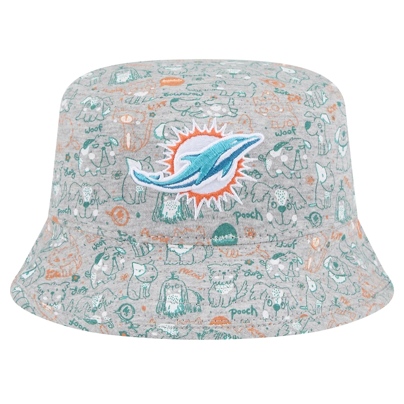 Chapeau seau Companion Miami Dolphins gris New Era pour tout-petit