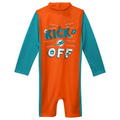 Toddler Orange Miami Dolphins Wave Runner Long Sleeve Wetsuit