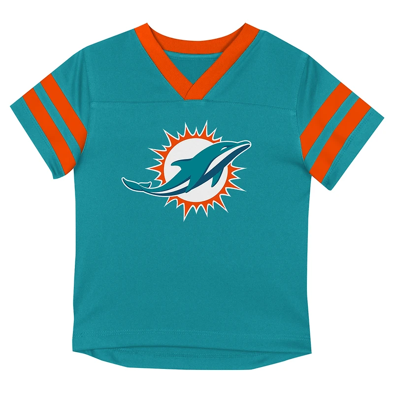Toddler Outerstuff Aqua/Orange Miami Dolphins Red Zone V-Neck T-Shirt & Pants Set
