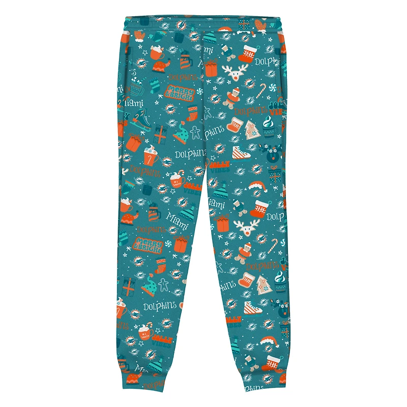 Toddler Outerstuff Aqua Miami Dolphins Chestnut Holiday Sleep Set