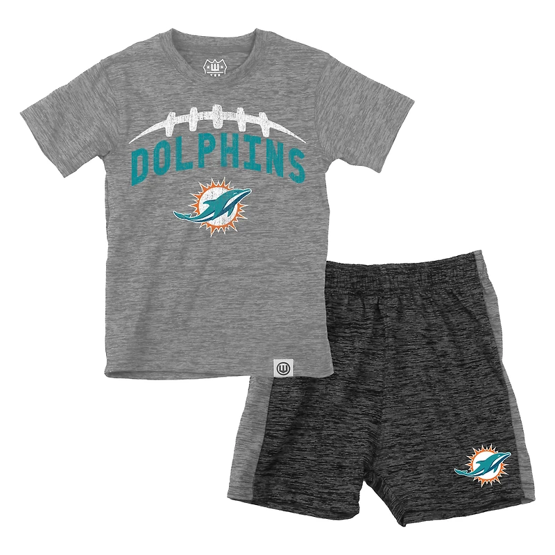 Toddler Wes & Willy Gray Miami Dolphins T-Shirt Contrasting Shorts Set