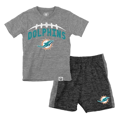 Toddler Wes & Willy  Gray Miami Dolphins T-Shirt Contrasting Shorts Set