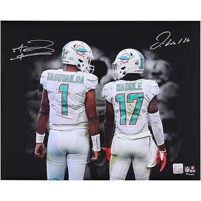 Tua Tagovailoa & Jaylen Waddle Miami Dolphins Autographed 16" x 20" Spotlight Photograph