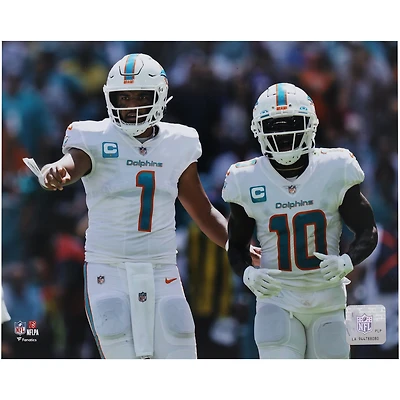 Tua Tagovailoa & Tyreek Hill Miami Dolphins Unsigned Pre-Snap Photograph