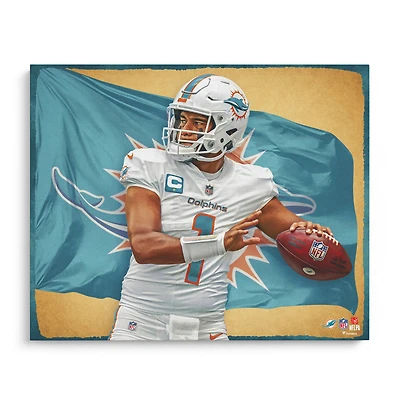 Impression photo de Tua Tagovailoa Miami Dolphins 16" x 20" - Conçue par l'artiste Brian Konnick