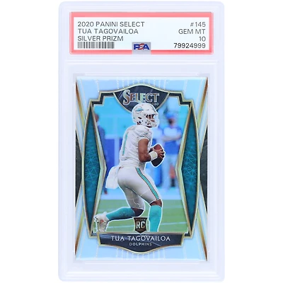 Tua Tagovailoa Miami Dolphins 2020 Panini Select Silver Prizm #145 PSA Authenticated 10 Rookie Card