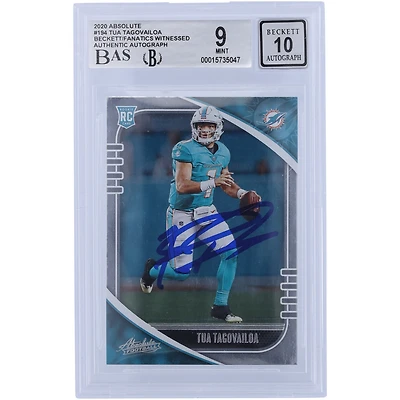 Carte de recrue 9/10 authentifiée 2020 Panini Absolute #194 signée Tua Tagovailoa Miami Dolphins par les fanatiques de Beckett