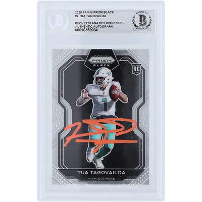 Carte de recrue authentifiée signée Tua Tagovailoa Miami Dolphins Panini Prizm 2020 Black Orange Ink #PB-2 Beckett Fanatics