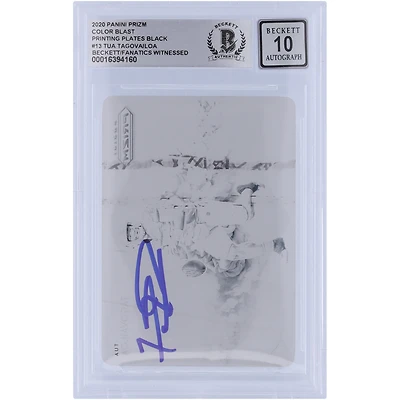 Tua Tagovailoa Miami Dolphins Autographed 2020 Panini Prizm Color Blast Black Printing Plate #13 #1/1 Beckett Fanatics Witnessed Authenticated 10 Rookie Card 