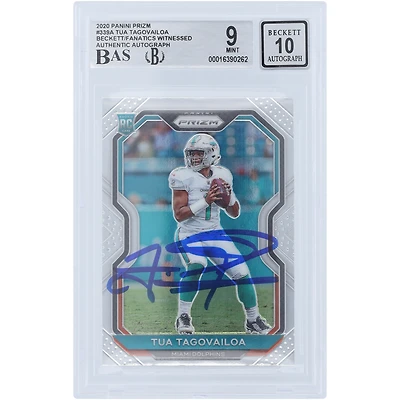Tua Tagovailoa Miami Dolphins Autographed 2020 Panini Prizm #339 Beckett Fanatics Witnessed Authenticated 9/10 Rookie Card 