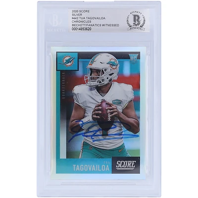Tua Tagovailoa Miami Dolphins Autographed 2020 Panini Score Silver #442 Beckett Fanatics Witnessed Authenticated Rookie Card