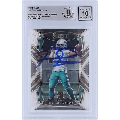 Carte de recrue Panini Select Club 2020 autographiée par Tua Tagovailoa Miami Dolphins #245 Beckett Fanatics Witnessed Authenticated 10 Rookie