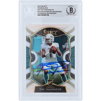 Tua Tagovailoa Miami Dolphins Autographed 2020 Panini Select Concourse Silver Prizm #45 Beckett Fanatics Witnessed Authenticated Rookie Card
