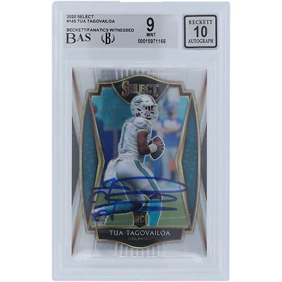 Carte de recrue 9/10 authentifiée 2020 Panini Select #145 signée Tua Tagovailoa Miami Dolphins par les fanatiques de Beckett