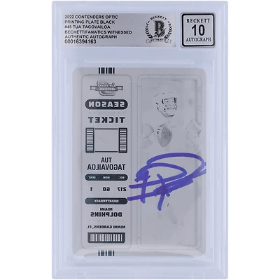 Tua Tagovailoa Miami Dolphins Autographed 2022 Panini Contenders Optic Black Printing Plate #45 #1/1 Beckett Fanatics Witnessed Authenticated 10 Card 