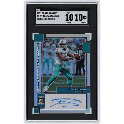 Carte Panini Donruss Optic Silver Prizm #SS-TT SGC 2022 authentifiée 10/10 signée Tua Tagovailoa Miami Dolphins