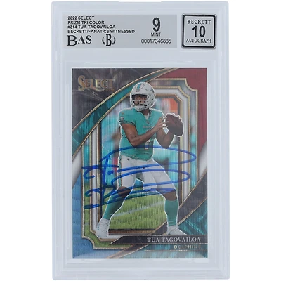 Tua Tagovailoa Miami Dolphins Autographed 2022 Panini Select Tri-Color Prizm #314 #/149 Beckett Fanatics Witnessed Authenticated 9/10 Card